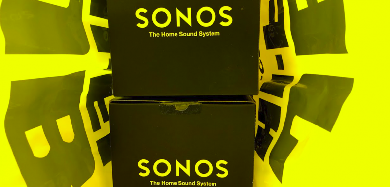 2 sonos one speakers in a jb-hifi bag