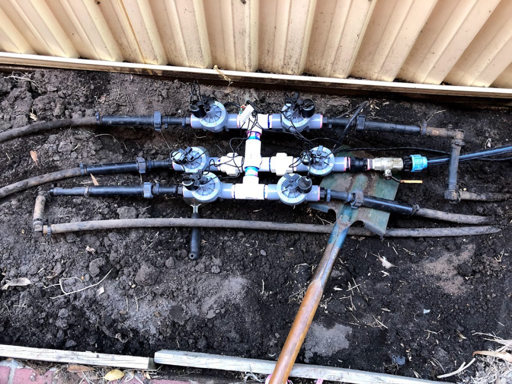 sprinkler system solenoid manifold installation and test run